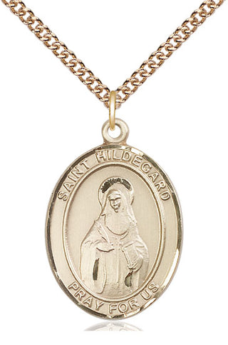 14kt Gold Filled Saint Hildegard von Bingen Medal Catholic Jewelry Engraved Catholic Saint Jewelry