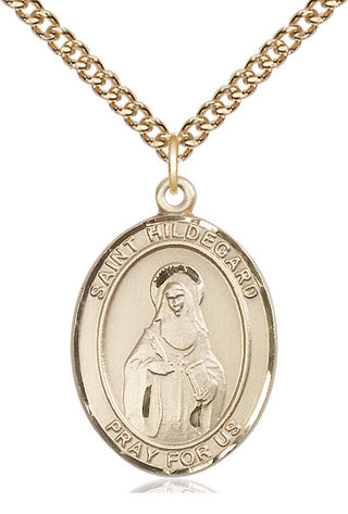 14kt Gold Filled Saint Hildegard von Bingen Medal Catholic Jewelry Engraved Catholic Saint Jewelry