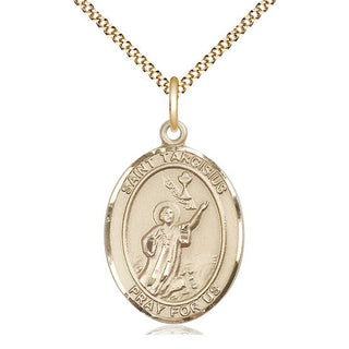 14kt Gold Filled Saint Tarcisius Medal Catholic Jewelry Engraved Catholic Saint Jewelry