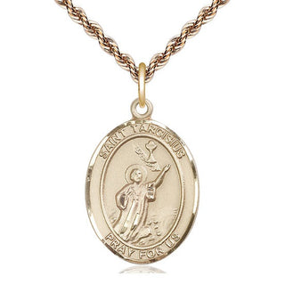 14kt Gold Filled Saint Tarcisius Medal Catholic Jewelry Engraved Catholic Saint Jewelry