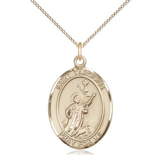14kt Gold Saint Tarcisius Medal Engraved Catholic Saint Jewelry