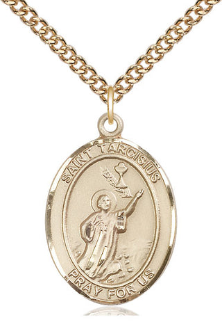 14kt Gold Saint Tarcisius Medal Engraved Catholic Saint Jewelry