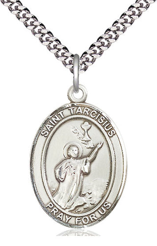 Pewter Saint Tarcisius Medal Catholic Jewelry Engraved Catholic Saint Jewelry