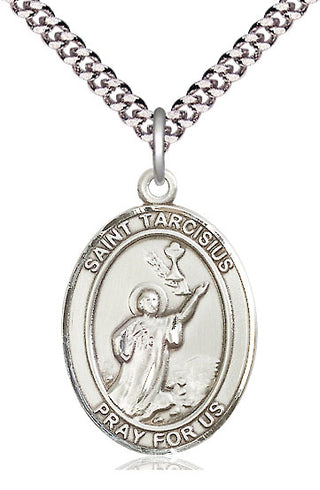Sterling Silver Saint Tarcisius Medal Catholic Jewelry Engraved Catholic Saint Jewelry