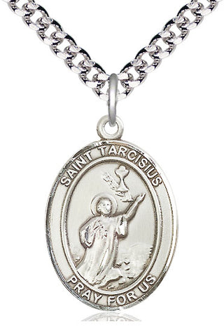 Sterling Silver Saint Tarcisius Medal Catholic Jewelry Engraved Catholic Saint Jewelry