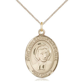 14kt Gold Saint John Baptist de la Salle Medal Engraved Catholic Saint Jewelry