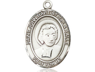 Sterling Silver Saint John Baptist de la Salle Medal Catholic Jewelry Engraved Catholic Saint Jewelry