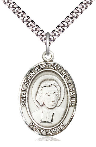 Sterling Silver Saint John Baptist de la Salle Medal Catholic Jewelry Engraved Catholic Saint Jewelry