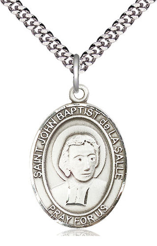 Sterling Silver Saint John Baptist de la Salle Medal Catholic Jewelry Engraved Catholic Saint Jewelry