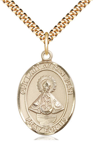 14kt Gold Filled Our Lady of San Juan Medal Catholic Jewelry Engraved Catholic Saint Jewelry