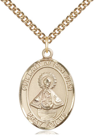 14kt Gold Filled Our Lady of San Juan Medal Catholic Jewelry Engraved Catholic Saint Jewelry
