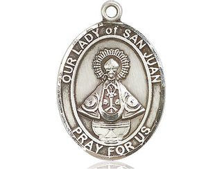 Sterling Silver Our Lady of San Juan Medal Catholic Jewelry Engraved Catholic Saint Jewelry