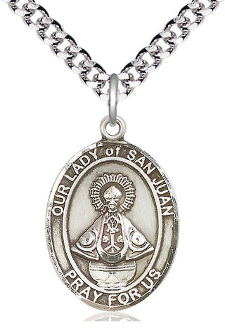 Sterling Silver Our Lady of San Juan Medal Catholic Jewelry Engraved Catholic Saint Jewelry