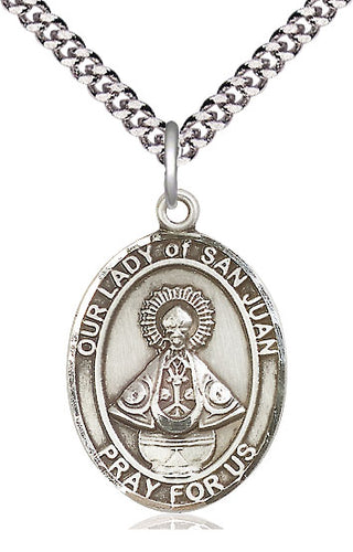Sterling Silver Our Lady of San Juan Medal Catholic Jewelry Engraved Catholic Saint Jewelry