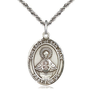 Sterling Silver Our Lady of San Juan Medal Catholic Jewelry Engraved Catholic Saint Jewelry