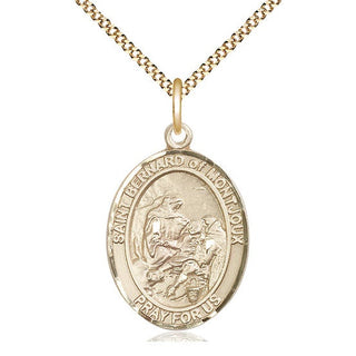 14kt Gold Filled Saint Bernard of Montjoux Medal Catholic Jewelry Engraved Catholic Saint Jewelry