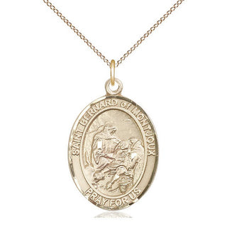 14kt Gold Filled Saint Bernard of Montjoux Medal Catholic Jewelry Engraved Catholic Saint Jewelry