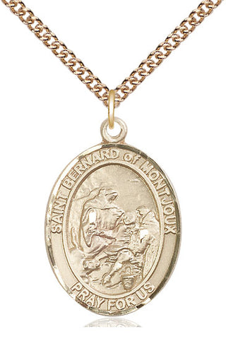 14kt Gold Filled Saint Bernard of Montjoux Medal Catholic Jewelry Engraved Catholic Saint Jewelry