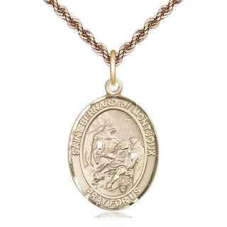 14kt Gold Filled Saint Bernard of Montjoux Medal Catholic Jewelry Engraved Catholic Saint Jewelry