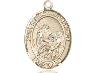 14kt Gold Saint Bernard of Montjoux Medal Engraved Catholic Saint Jewelry