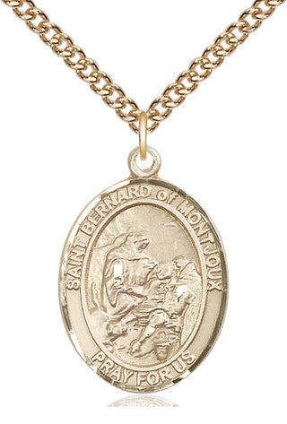 14kt Gold Saint Bernard of Montjoux Medal Engraved Catholic Saint Jewelry