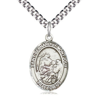 Pewter Saint Bernard of Montjoux Medal Catholic Jewelry Engraved Catholic Saint Jewelry