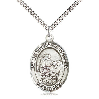 Pewter Saint Bernard of Montjoux Medal Catholic Jewelry Engraved Catholic Saint Jewelry