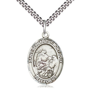 Pewter Saint Bernard of Montjoux Medal Catholic Jewelry Engraved Catholic Saint Jewelry