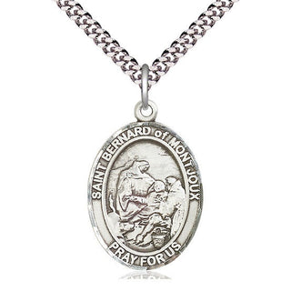 Sterling Silver Saint Bernard of Montjoux Medal Catholic Jewelry Engraved Catholic Saint Jewelry