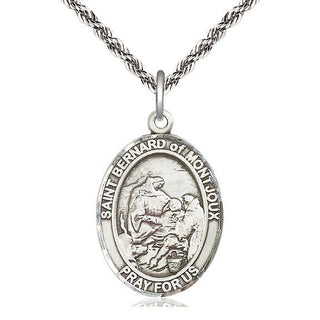 Sterling Silver Saint Bernard of Montjoux Medal Catholic Jewelry Engraved Catholic Saint Jewelry
