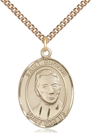 14kt Gold Filled Saint Eugene de Mazenod Medal Catholic Jewelry Engraved Catholic Saint Jewelry