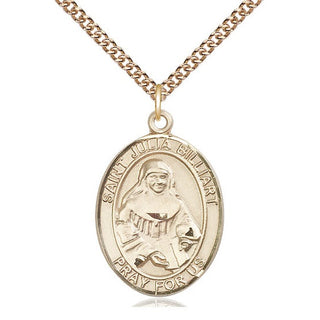 14kt Gold Saint Julia Billiart Medal Engraved Catholic Saint Jewelry