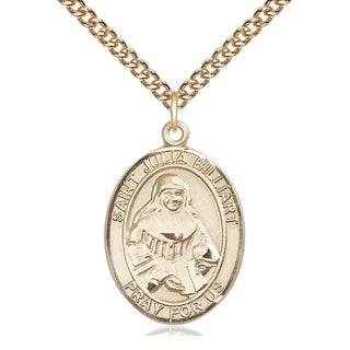 14kt Gold Saint Julia Billiart Medal Engraved Catholic Saint Jewelry