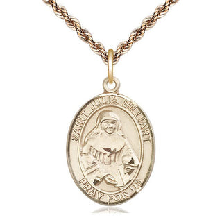 14kt Gold Saint Julia Billiart Medal Engraved Catholic Saint Jewelry
