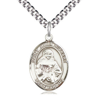 Pewter Saint Julia Billiart Medal Catholic Jewelry Engraved Catholic Saint Jewelry