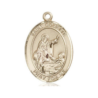 14kt Gold Filled Saint Colette Medal Engraved Catholic Saint Jewelry