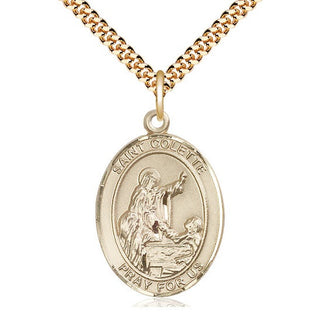 14kt Gold Filled Saint Colette Medal Catholic Jewelry Engraved Catholic Saint Jewelry