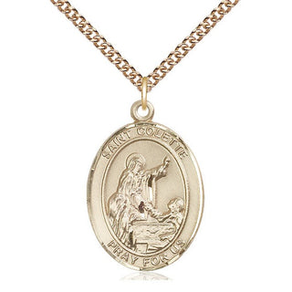 14kt Gold Filled Saint Colette Medal Catholic Jewelry Engraved Catholic Saint Jewelry