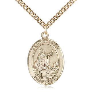 14kt Gold Filled Saint Colette Medal Catholic Jewelry Engraved Catholic Saint Jewelry