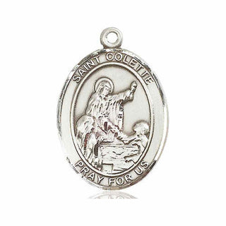 Pewter Saint Colette Medal Engraved Catholic Saint Jewelry