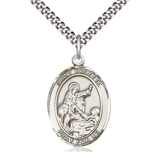 Pewter Saint Colette Medal Catholic Jewelry Engraved Catholic Saint Jewelry