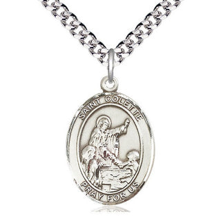 Pewter Saint Colette Medal Catholic Jewelry Engraved Catholic Saint Jewelry