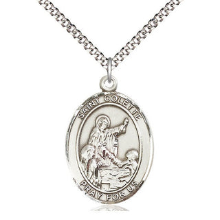 Pewter Saint Colette Medal Catholic Jewelry Engraved Catholic Saint Jewelry