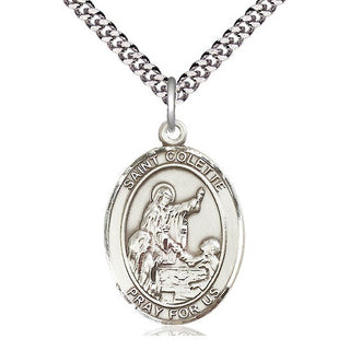 Pewter Saint Colette Medal Catholic Jewelry Engraved Catholic Saint Jewelry