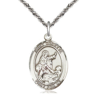 Sterling Silver Saint Colette Medal Catholic Jewelry Engraved Catholic Saint Jewelry