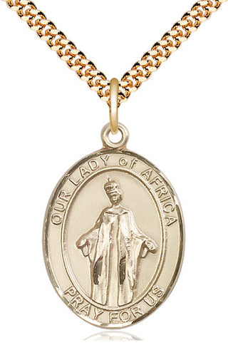 14kt Gold Filled Our Lady of Africa Medal Catholic Jewelry Engraved Catholic Saint Jewelry