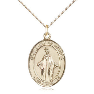 14kt Gold Our Lady of Africa Medal Engraved Catholic Saint Jewelry