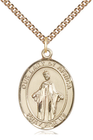14kt Gold Our Lady of Africa Medal Engraved Catholic Saint Jewelry