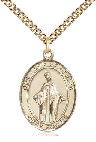 14kt Gold Our Lady of Africa Medal Engraved Catholic Saint Jewelry
