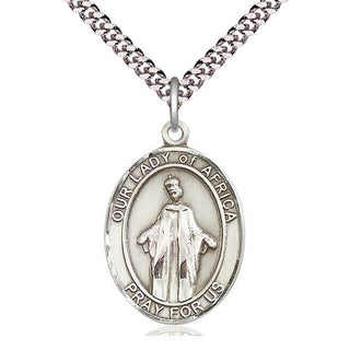 Pewter Our Lady of Africa Medal Catholic Jewelry Engraved Catholic Saint Jewelry
